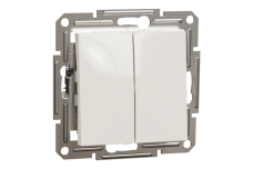 Вимикач двоклавішний, кремовий, Asfora, без рамки (EPH0370123)