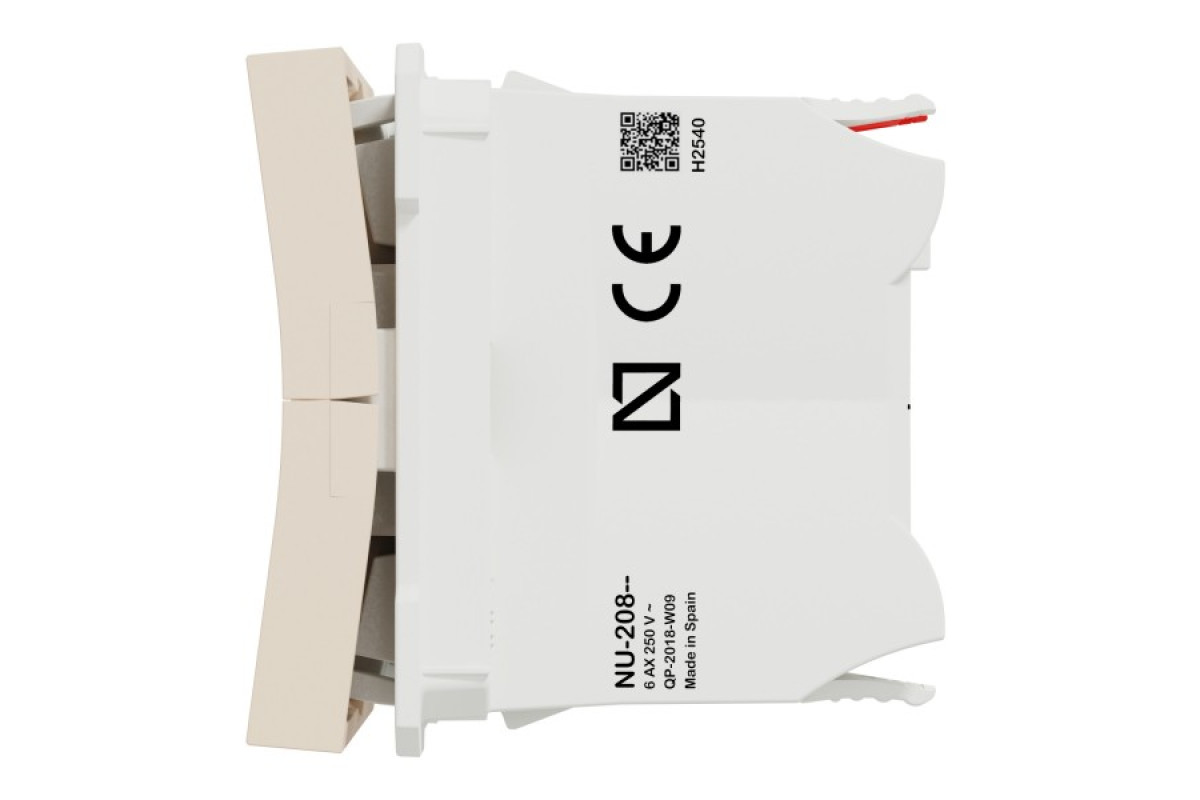 Вимикач для жалюзі 2-клавішний, 6А, 2 модулі, бежевий Unica New Studio (NU320844)