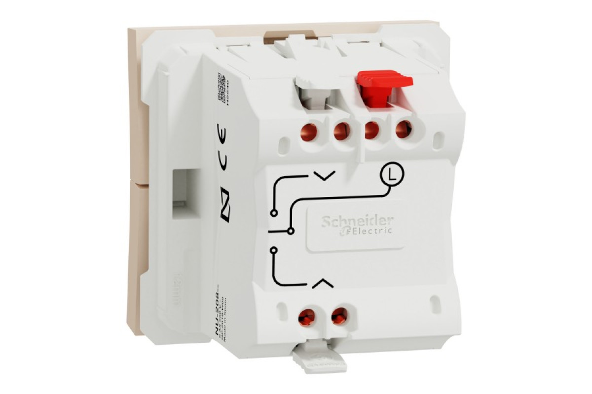 Вимикач для жалюзі 2-клавішний, 6А, 2 модулі, бежевий Unica New Studio (NU320844)