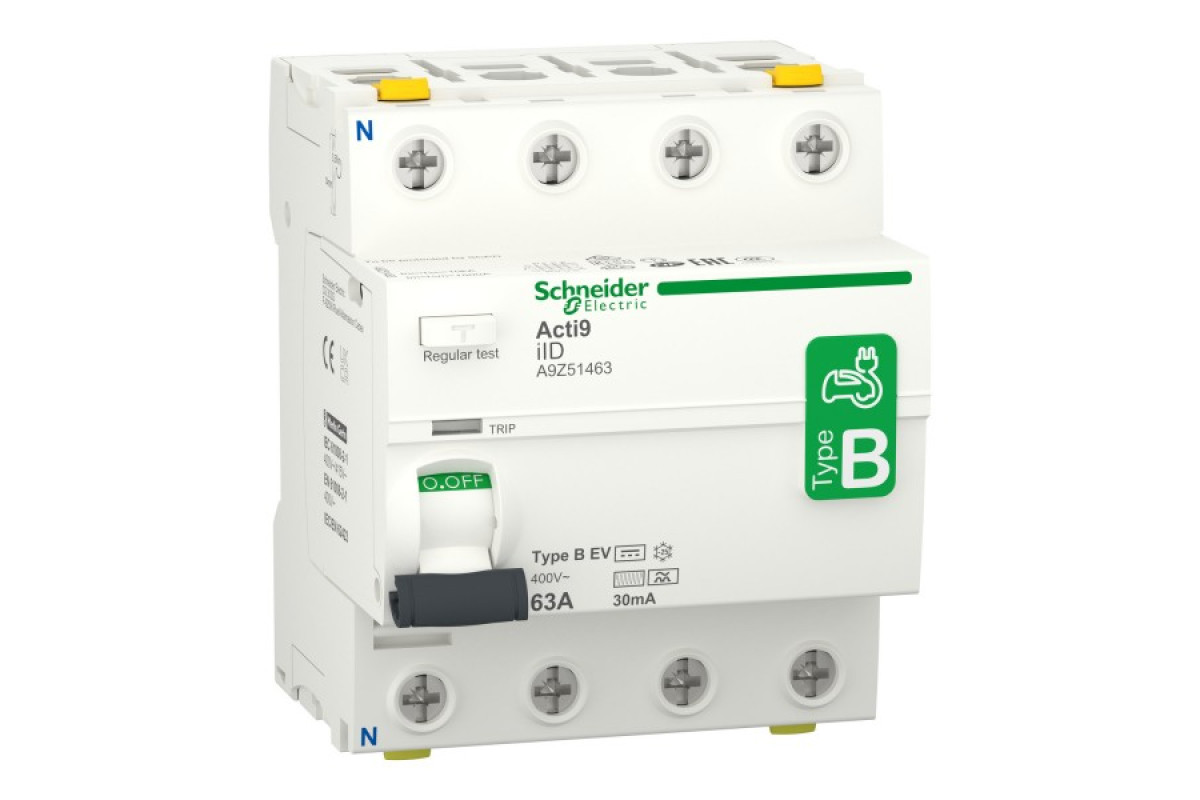 Диференційний вимикач навантаження iID 4P 63A 30mA B EV (A9Z51463)