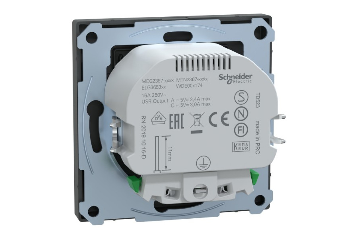 D-Life Розетка 16 A USB A+C 3 A, Антрацит (MTN2367-6034)