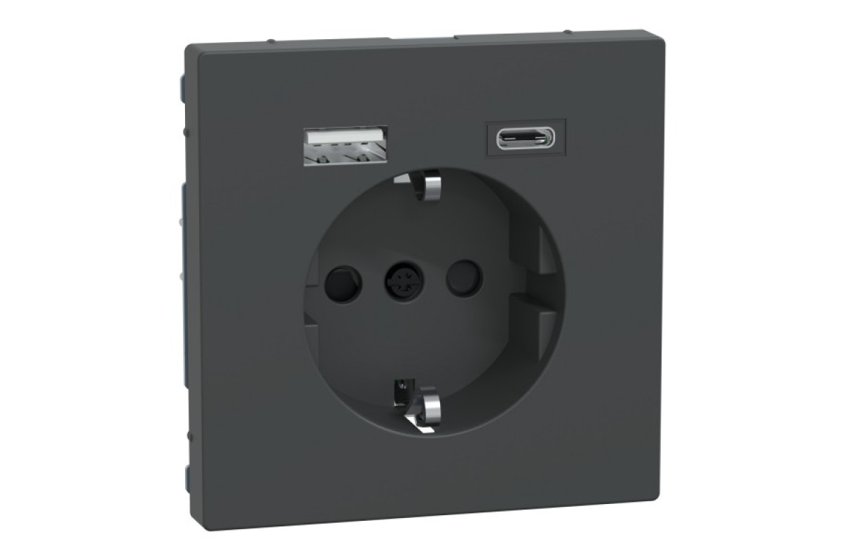 D-Life Розетка 16 A USB A+C 3 A, Антрацит (MTN2367-6034)