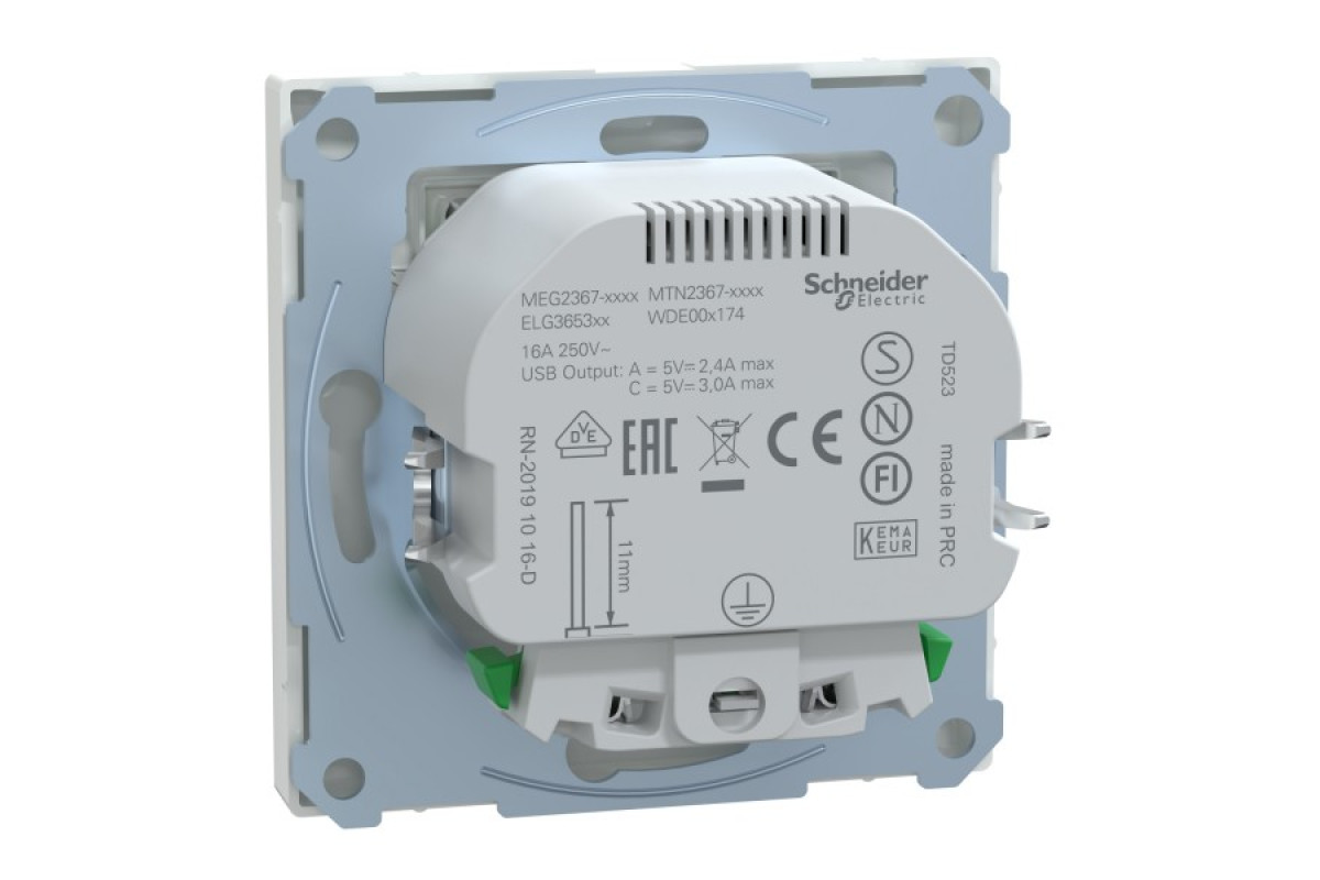 D-Life Розетка 16 A USB A+C 3 A, Білий лотос (MTN2367-6035)