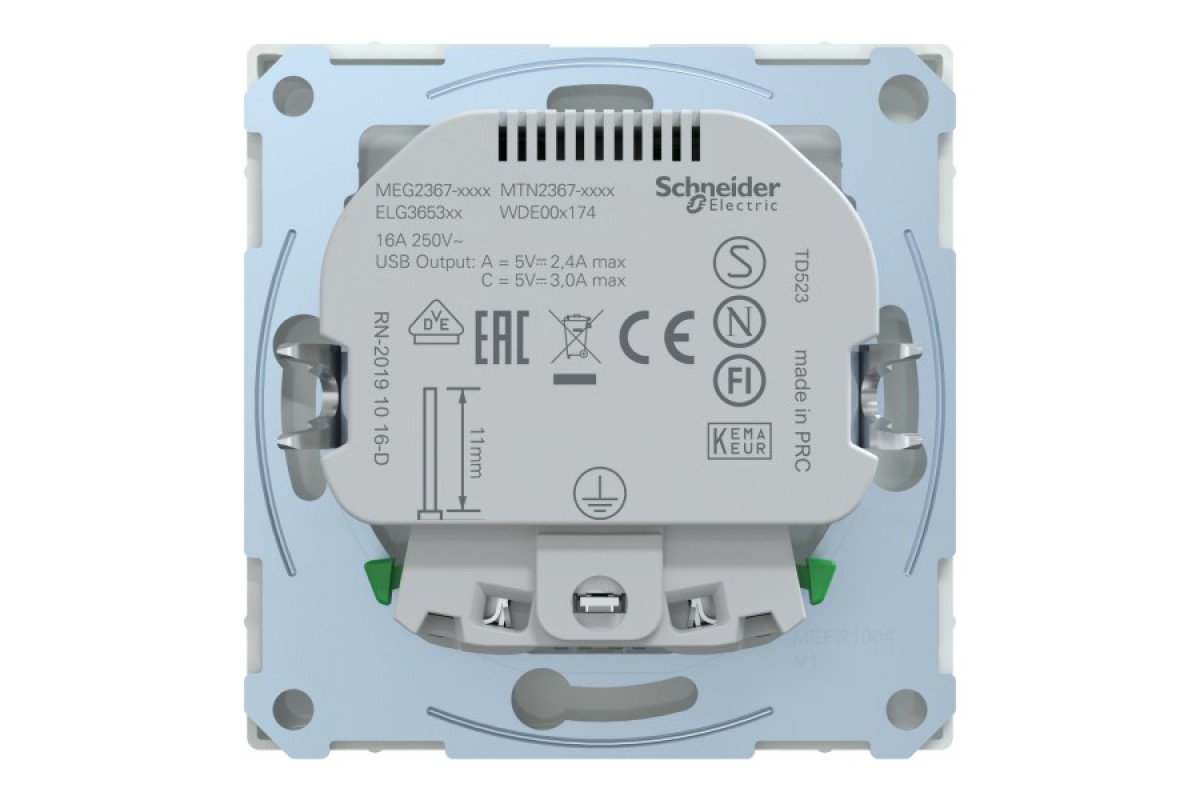 D-Life Розетка 16 A USB A+C 3 A, Білий лотос (MTN2367-6035)