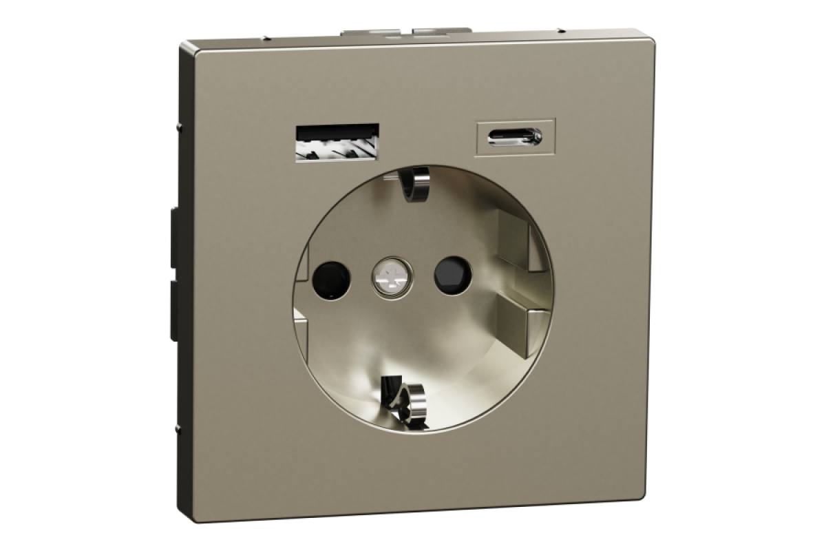 D-Life Розетка 16 A USB A+C 3 A, Нікель (MTN2367-6050)