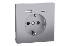 D-Life Розетка 16 A USB A+C 3 A, Нержавіюча сталь (MTN2367-6036)