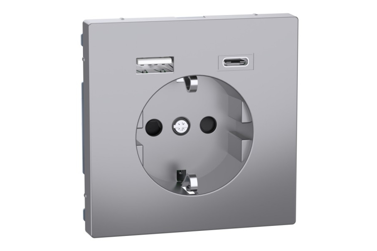 D-Life Розетка 16 A USB A+C 3 A, Нержавіюча сталь (MTN2367-6036)
