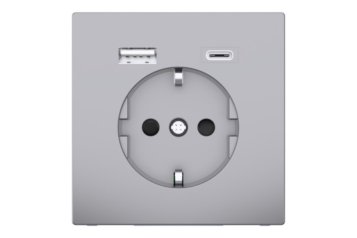 D-Life Розетка 16 A USB A+C 3 A, Нержавіюча сталь (MTN2367-6036)