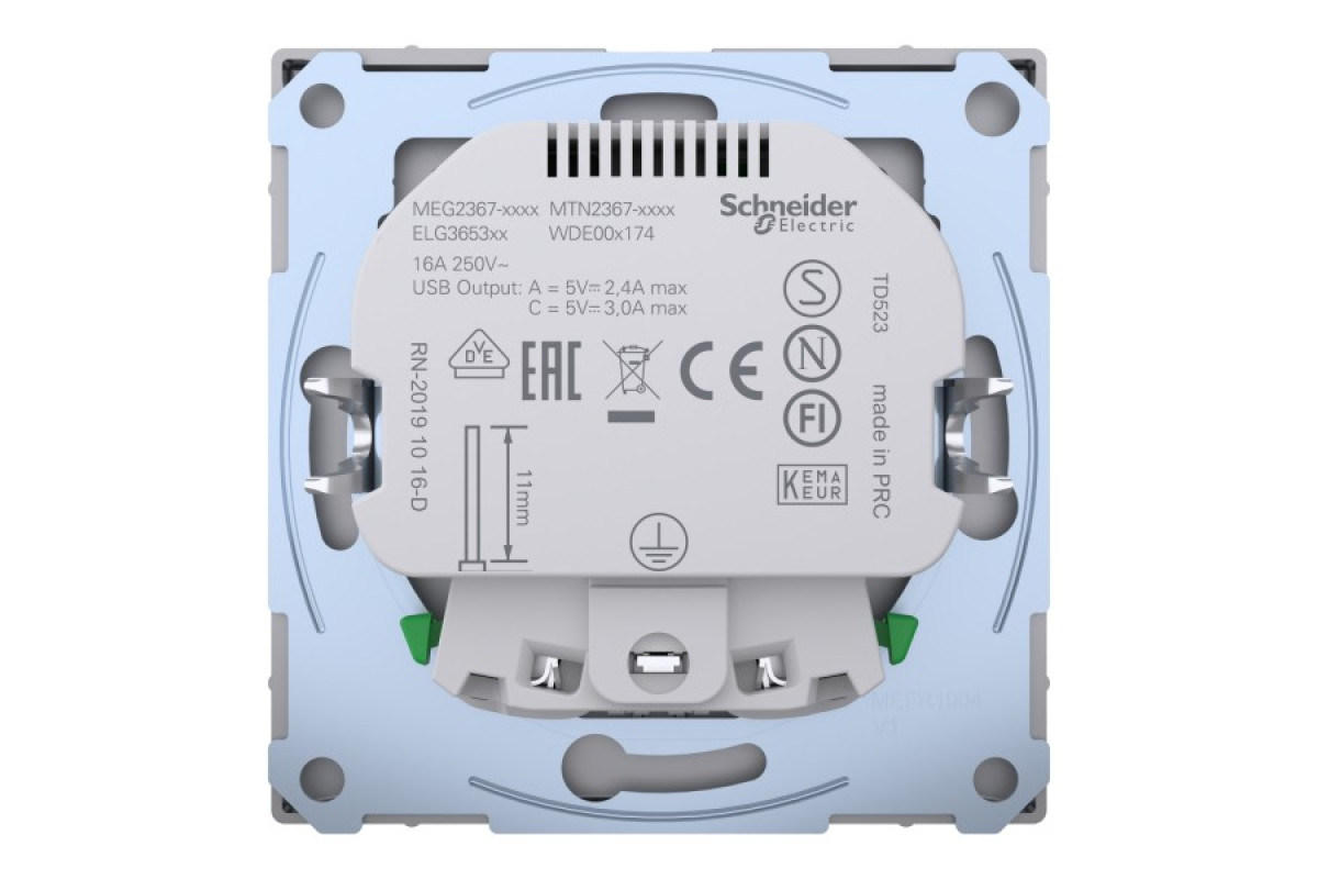 D-Life Розетка 16 A USB A+C 3 A, Нержавіюча сталь (MTN2367-6036)