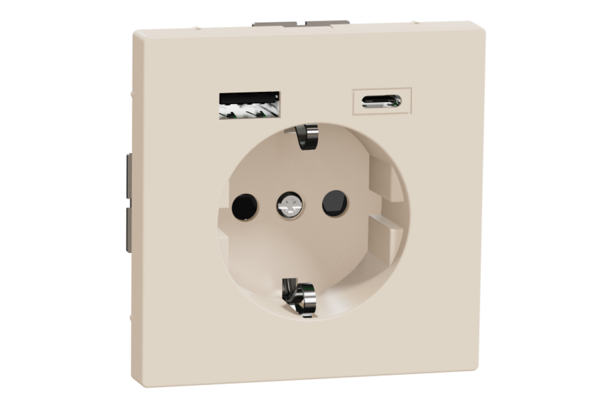 D-Life Розетка 16 A USB A+C 3 A, Сахара (MTN2367-6033)