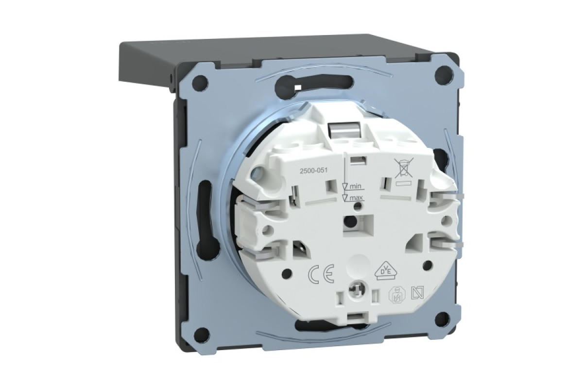 D-Life Розетка з заземленням і кришкою IP44 Антрацит (MTN2314-6034)