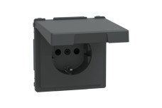 D-Life Розетка з заземленням і кришкою IP44 Антрацит (MTN2314-6034)