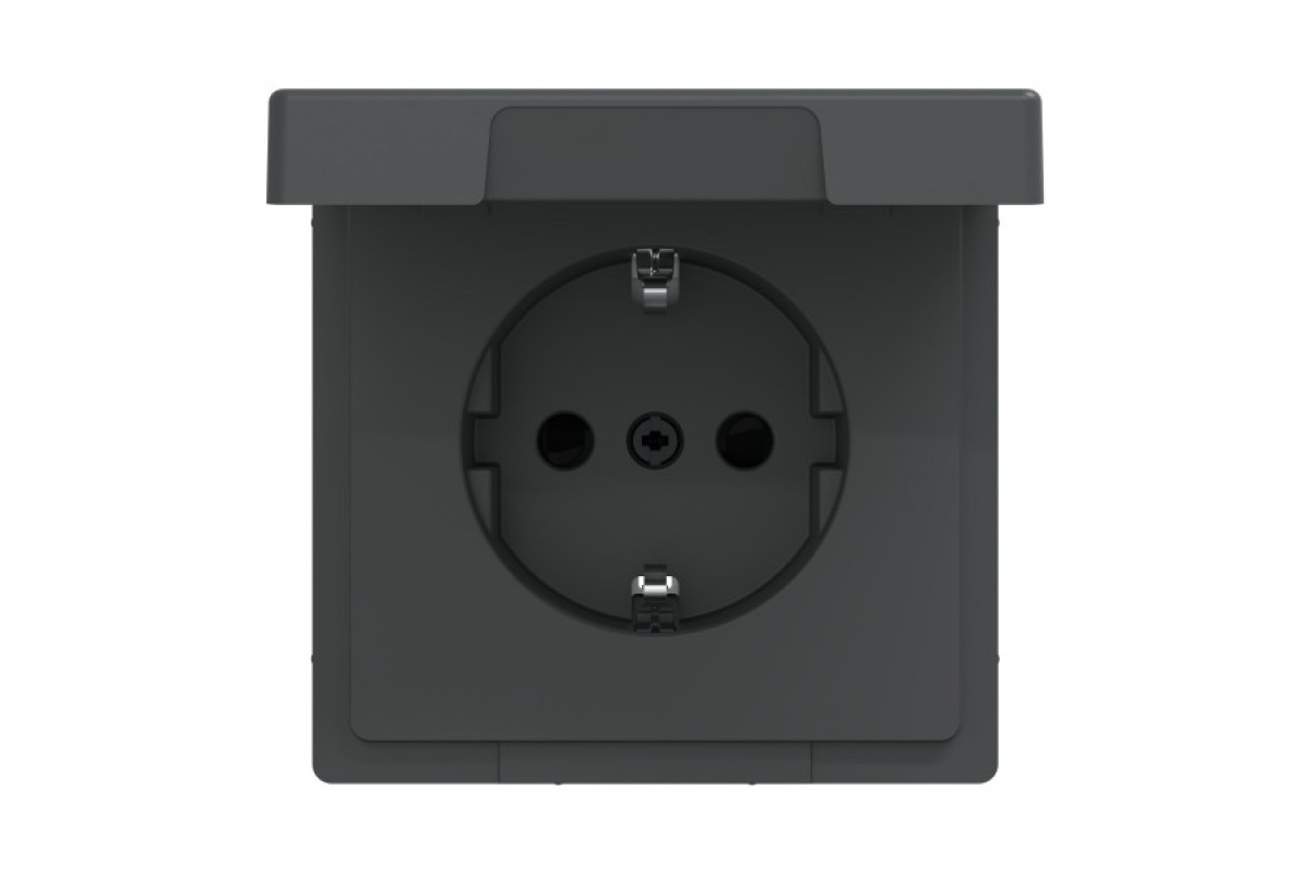 D-Life Розетка з заземленням і кришкою IP44 Антрацит (MTN2314-6034)