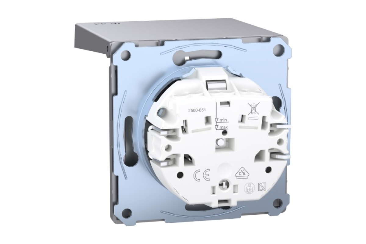 D-Life Розетка з заземленням і кришкою IP44 Нержавіюча сталь (MTN2314-6036)