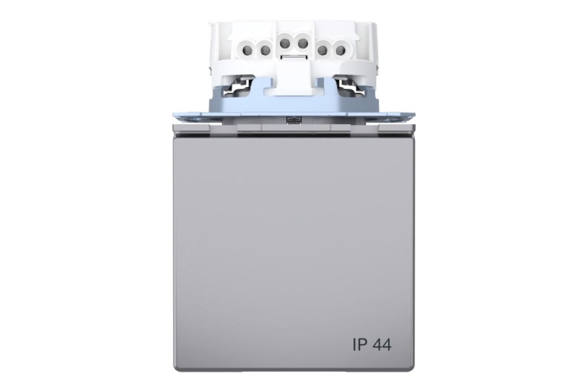 D-Life Розетка з заземленням і кришкою IP44 Нержавіюча сталь (MTN2314-6036)