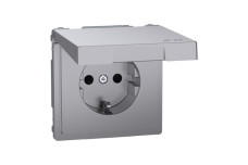 D-Life Розетка з заземленням і кришкою IP44 Нержавіюча сталь (MTN2314-6036)