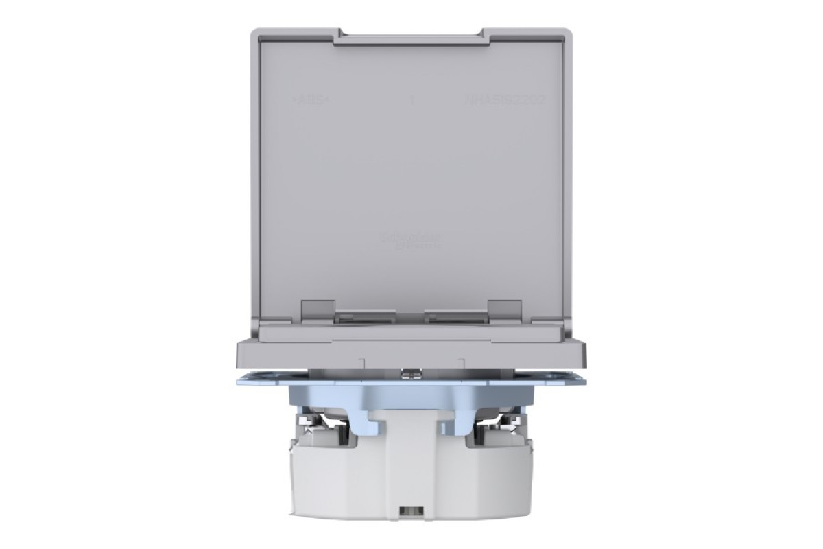 D-Life Розетка з заземленням і кришкою IP44 Нержавіюча сталь (MTN2314-6036)