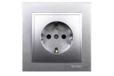 Розетка 1-а з заземленням, Mono Electric, DESPINA (срібло) (102-212121-117)