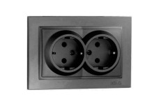 Розетка 2-а з заземленням, Mono Electric, DESPINA ( графіт ) (102-202004-120)