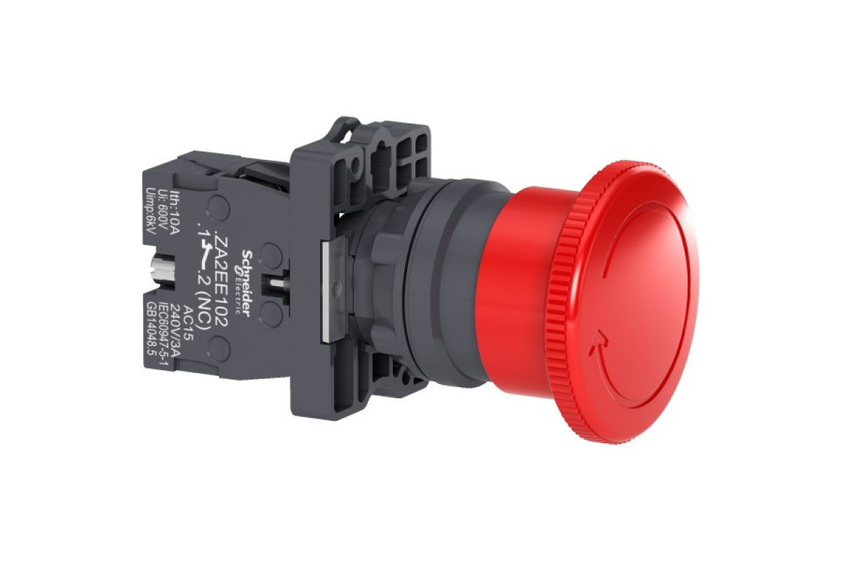 Кнопка аварийной остановки диаметром 40 мм красного цвета, 1NC (XA2ES542)