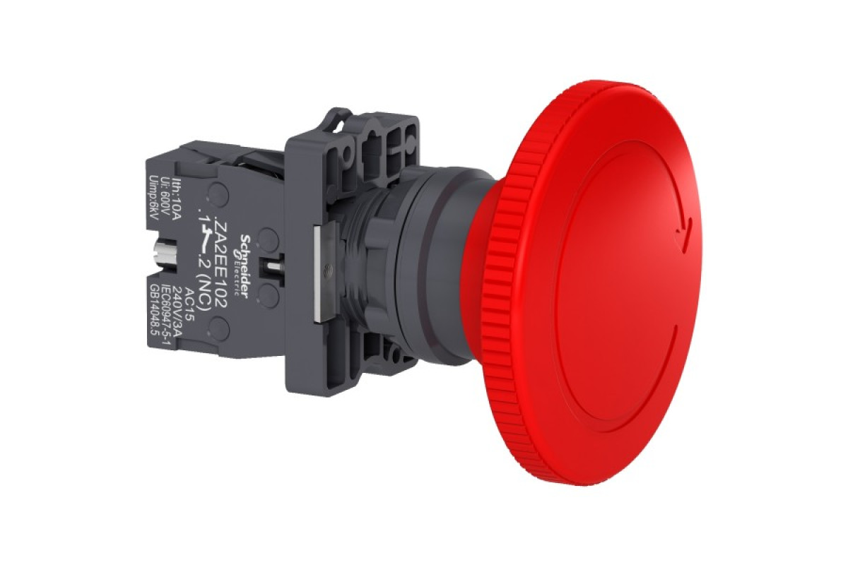 Кнопка аварійної зупинки з діаметром 60 мм червоного кольору, 1NC (XA2ES642)