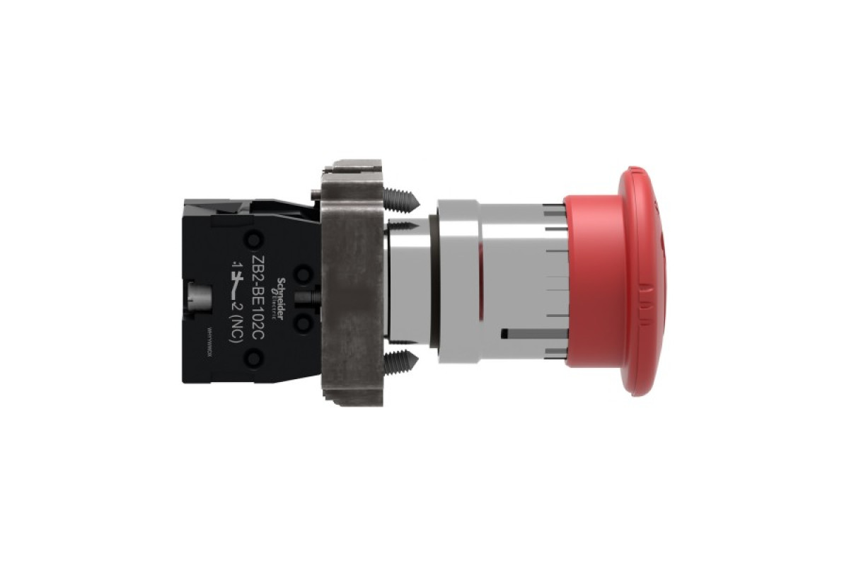 Кнопка аварийной остановки, Easy Harmony XB2, поворот для отпуска, 1NC (XB2BS8442C)