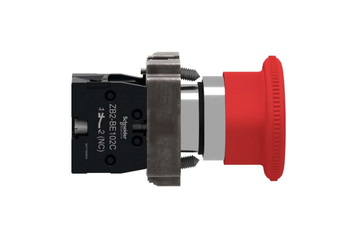 Кнопка аварійного вимикання, Easy Harmony XB2, метал, поворот для розблокування, 1NC (XB2BS542C)