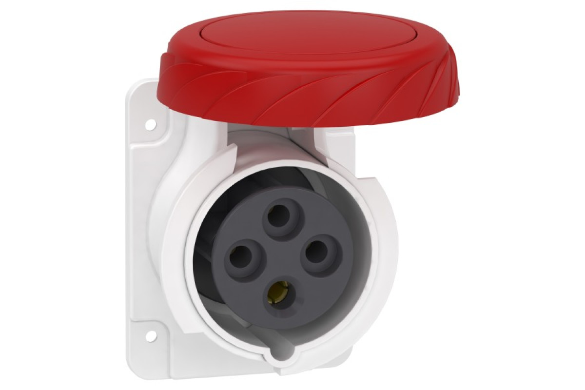 Промислова розетка врізна швидко-зажимна 16А 3P+E IP67 380В (PKY16G734)