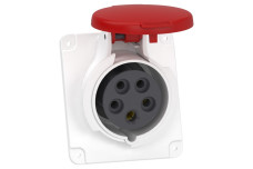 Розетка PRATIKA, кутова, 16A, 3P + N + E, 380-415 B AC, з'єднання гвинтами, панельна (PKF16F435)