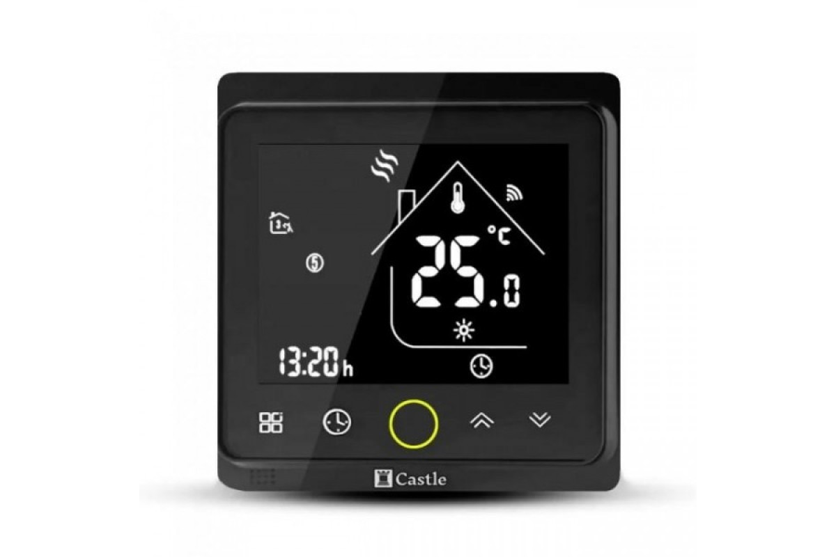 Терморегулятор з управлінням по WiFi Castle AC603H VA-B (чорний дисплей)