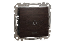 Вимикач кнопковий з символом ''Дзвоник'' з синьою підсвіткою, 10A, венге, Sedna Elements (SDD181131L)