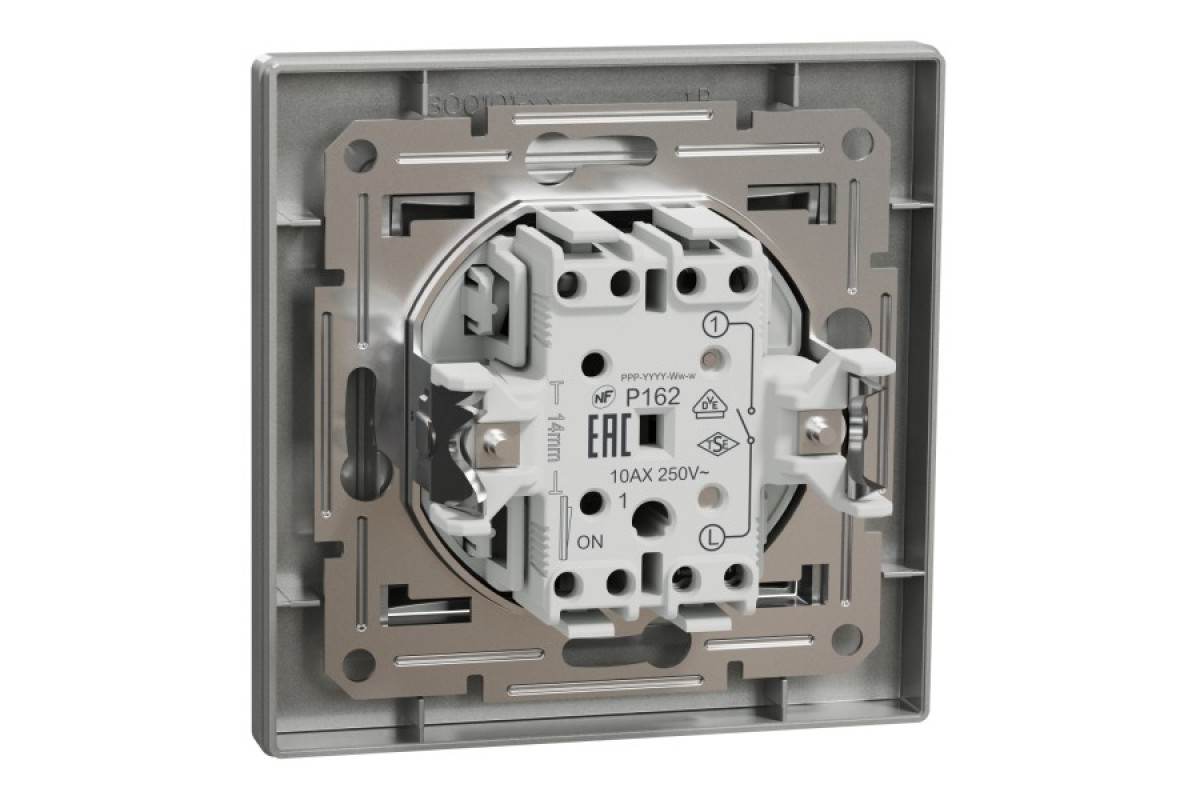 Вимикач одноклавішниий самозажимний Asfora Алюміній (EPH0100161)
