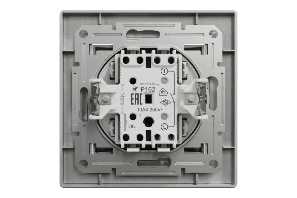 Вимикач одноклавішниий самозажимний Asfora Алюміній (EPH0100161)