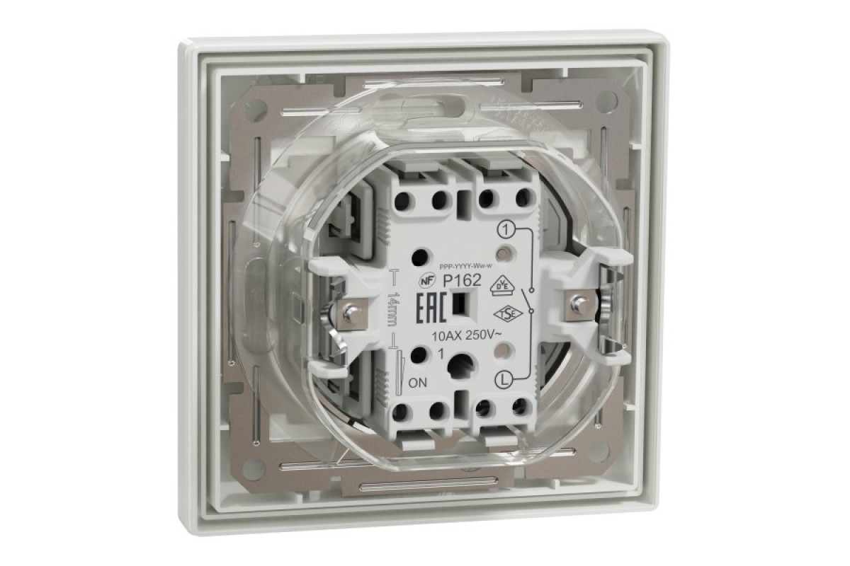 Вимикач одноклавішниий самозажимний ІР44 Білий Asfora (EPH0100221)