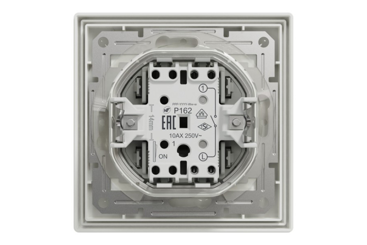 Вимикач одноклавішниий самозажимний ІР44 Білий Asfora (EPH0100221)