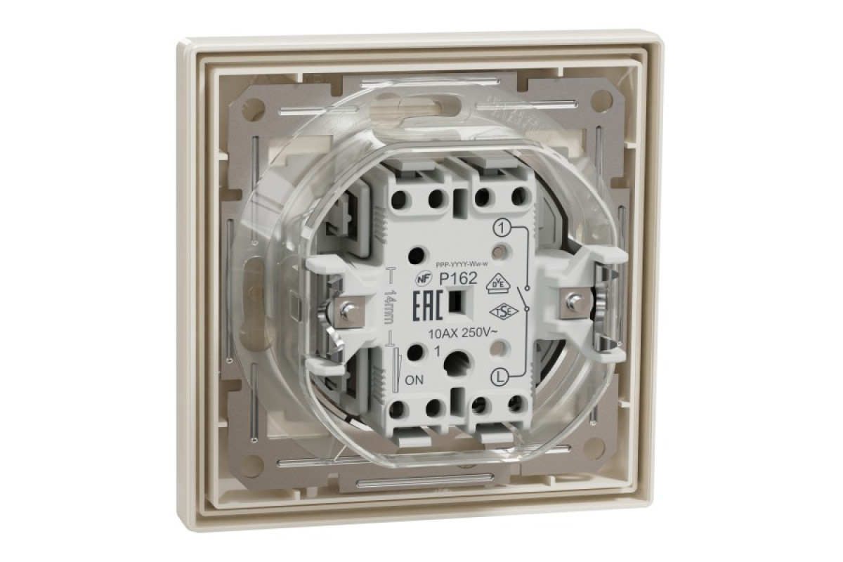 Вимикач одноклавішниий самозажимний ІР44 Крем Asfora (EPH0100223)