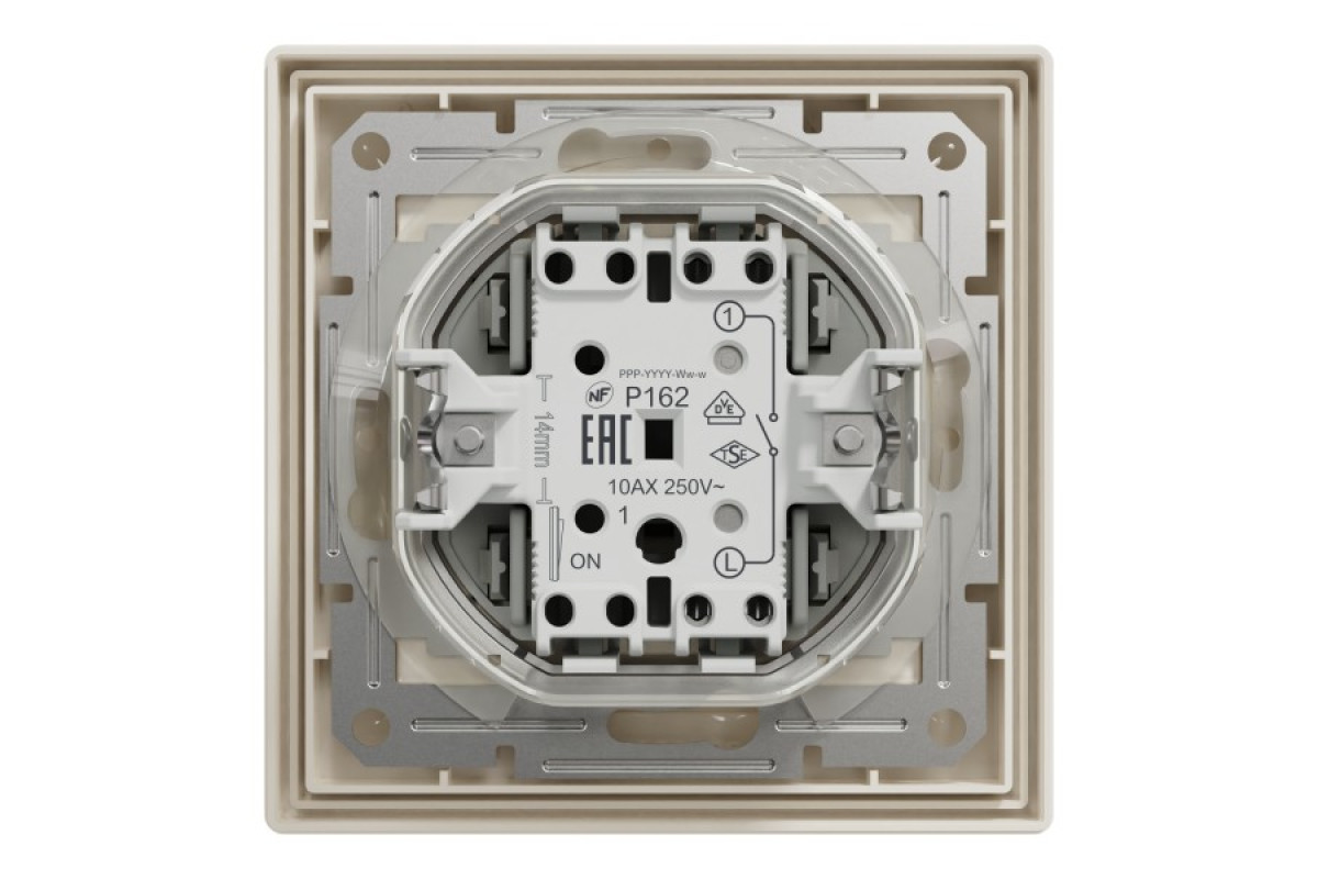 Вимикач одноклавішниий самозажимний ІР44 Крем Asfora (EPH0100223)