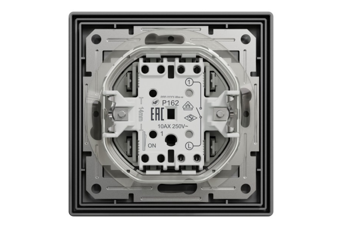 Вимикач одноклавішниий самозажимний Антрацит IP44 Asfora (EPH0100271)