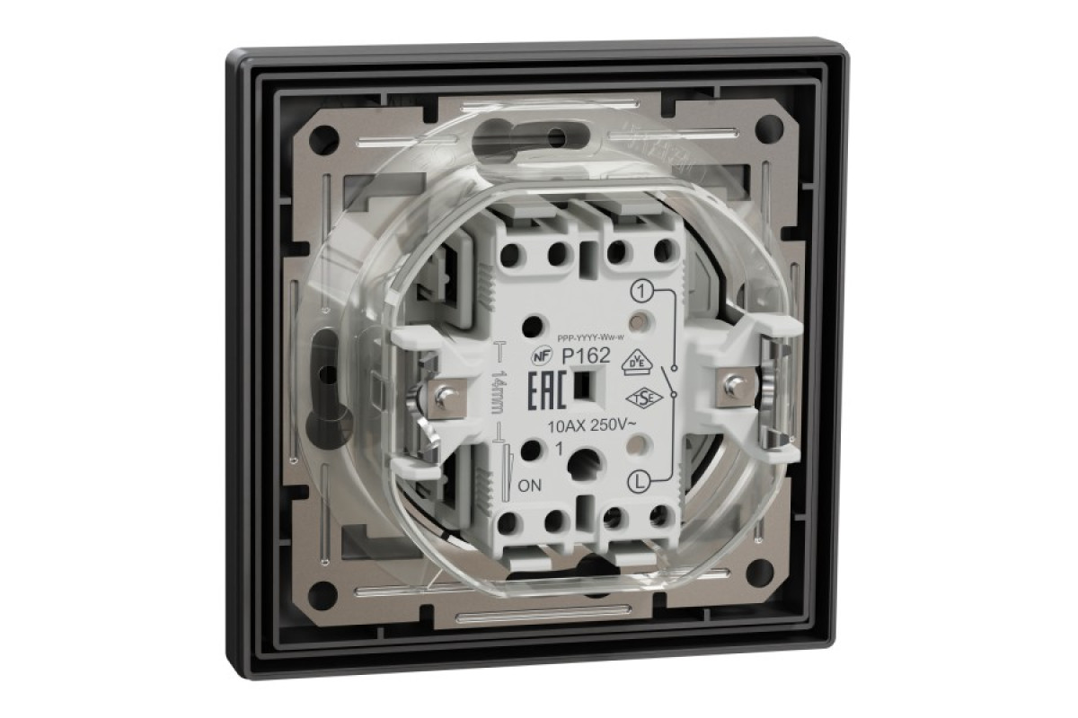 Вимикач одноклавішниий самозажимний Антрацит IP44 Asfora (EPH0100271)