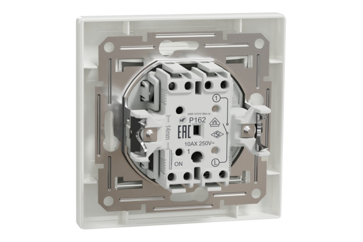 Вимикач одноклавішниий самозажимний Білий Asfora (EPH0100121)