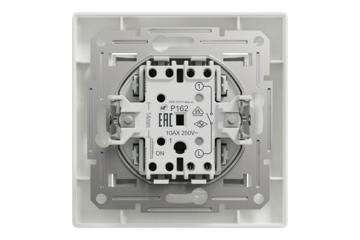 Вимикач одноклавішниий самозажимний Білий Asfora (EPH0100121)