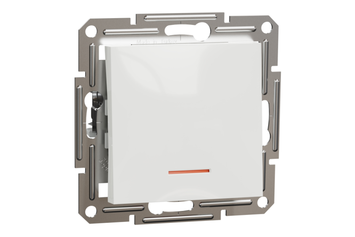 Вимикач одноклавішний з підсвіткою, білий, Asfora, без рамки (EPH1470121)