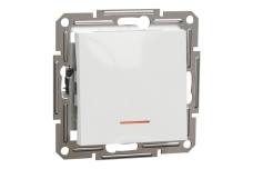 Вимикач одноклавішний з підсвіткою, білий, Asfora, без рамки (EPH1470121)