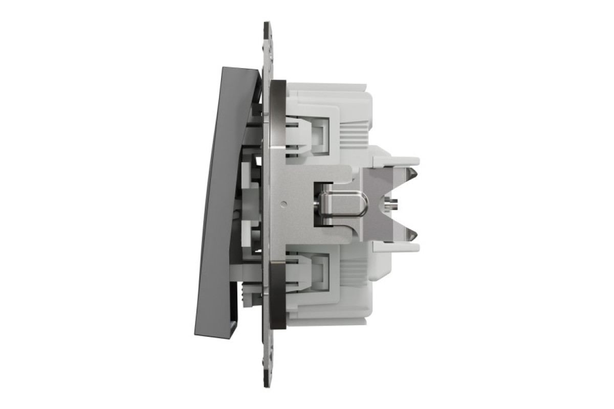 Вимикач одноклавішний, з підсвіткою, Самозажимний, Asfora Антрацит (EPH1400171)