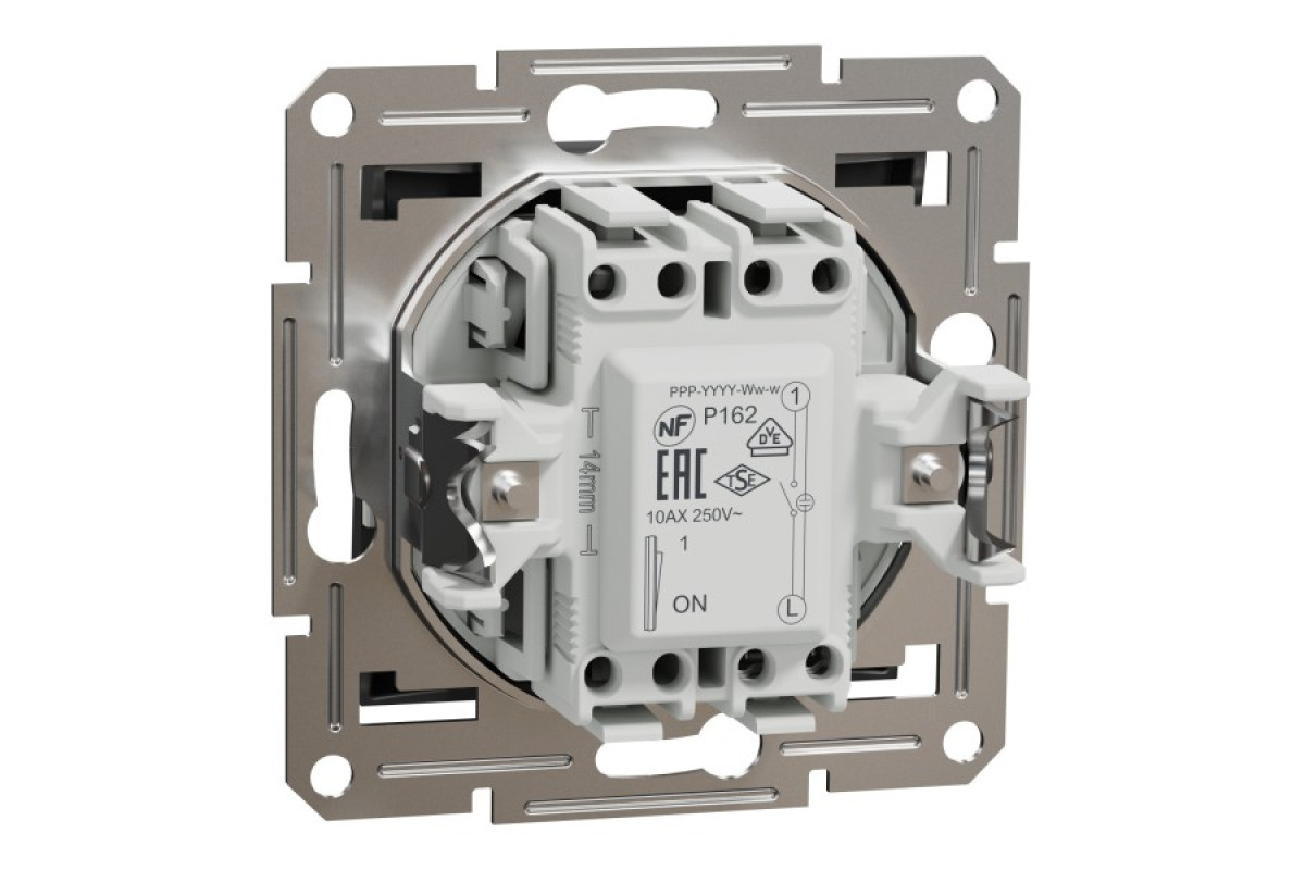 Вимикач одноклавішний, з підсвіткою, Самозажимний, Asfora Антрацит (EPH1400171)