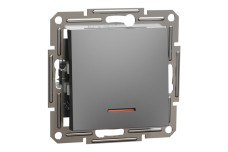 Вимикач одноклавішний, з підсвіткою, Самозажимний, Asfora Антрацит (EPH1400171)