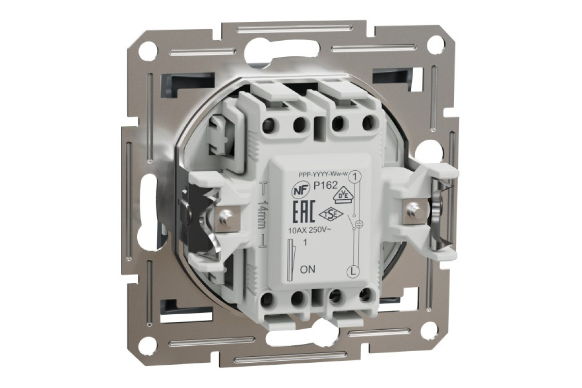 Вимикач одноклавішний, з підсвіткою, Самозажимний, Asfora Сталь (EPH1400162)
