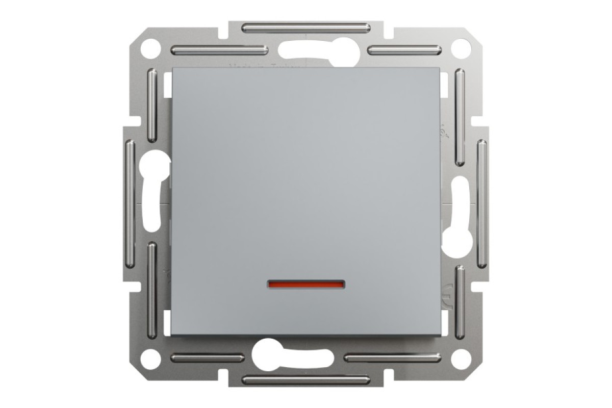 Вимикач одноклавішний, з підсвіткою, Самозажимний, Asfora Сталь (EPH1400162)