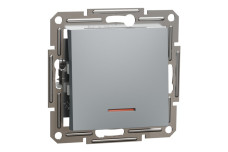 Вимикач одноклавішний, з підсвіткою, Самозажимний, Asfora Сталь (EPH1400162)