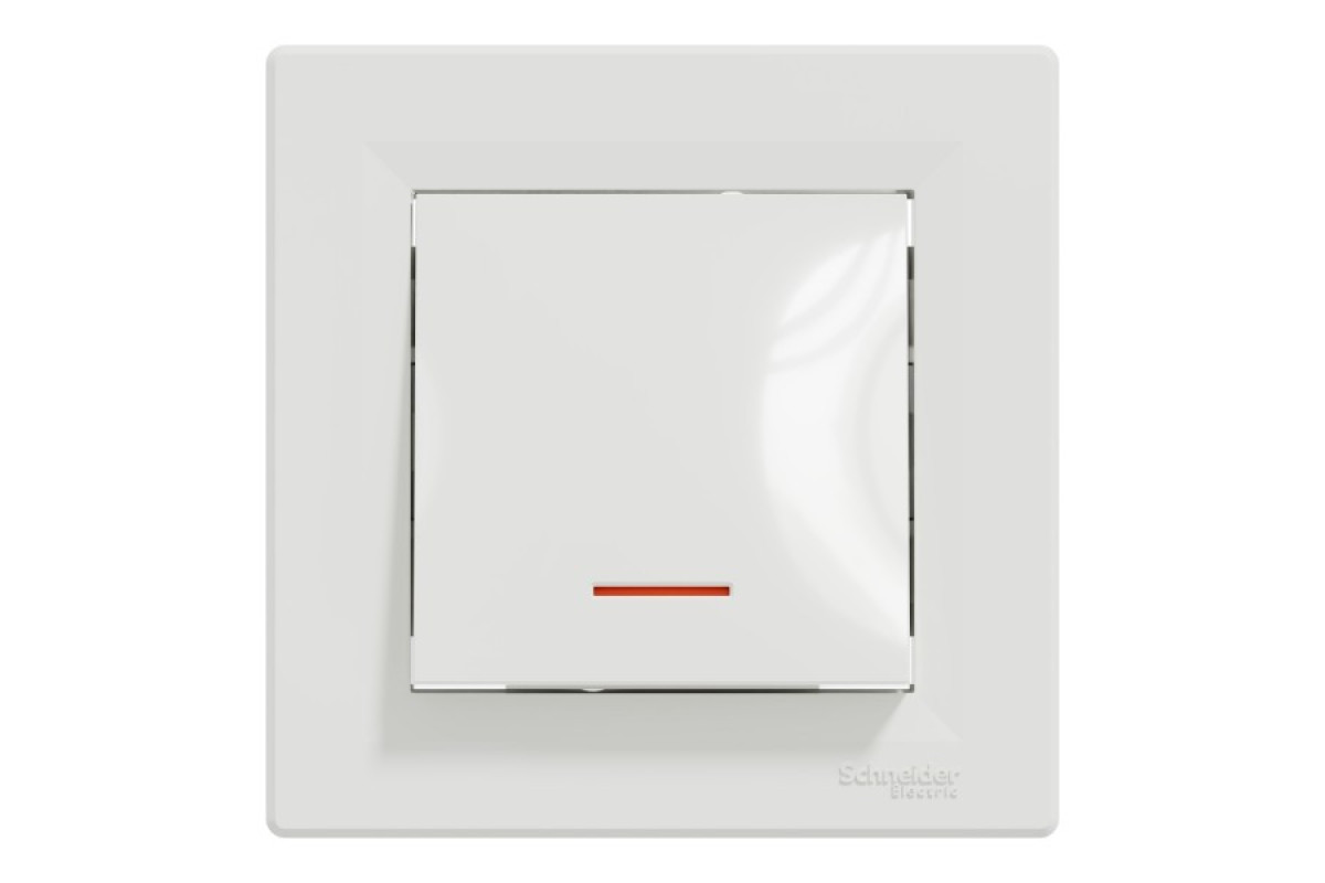 Вимикач одноклавішний, з підсвіткою, Самозажимний, Білий Asfora (EPH1400121)